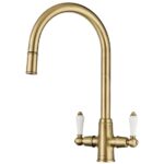 Clearwater Elegance Mono Pull-Out Kitchen Sink Mixer Tap Brushed Brass