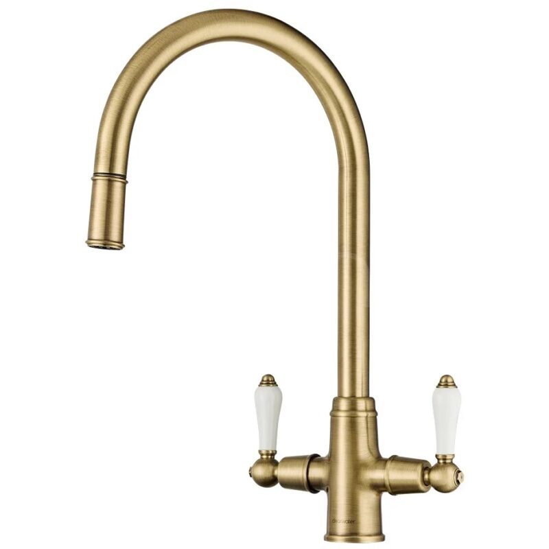 Clearwater Elegance Mono Pull-Out Kitchen Sink Mixer Tap Brushed Brass Clearwater Elegance Mono Pull-Out Kitchen Sink Mixer Tap Brushed Brass