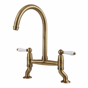 Clearwater Elegance Kitchen Bridge Mixer Tap Brushed Brass