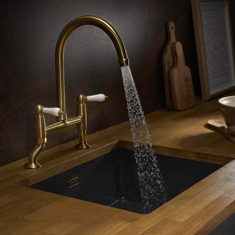 Clearwater Elegance Kitchen Bridge Mixer Tap Brushed Brass