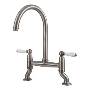 Clearwater Elegance Kitchen Bridge Mixer Tap Brushed Nickel