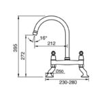 Clearwater Elegance Kitchen Bridge Mixer Tap Chrome, White Levers