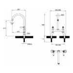 Clearwater Elegance Kitchen Bridge Mixer Tap Chrome, White Levers