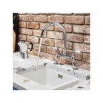 Clearwater Elegance Kitchen Bridge Mixer Tap Chrome, White Levers