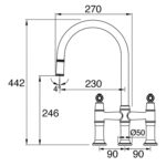 Clearwater Elegance Bridge Pull-Out Kitchen Sink Mixer Tap Brushed Brass