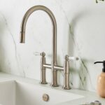 Clearwater Elegance Bridge Pull-Out Kitchen Sink Mixer Tap Brushed Nickel
