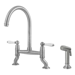 Clearwater Elegance Bridge Sink Mixer Tap with Rinse Brushed Nickel