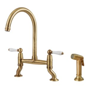 Clearwater Elegance Bridge Sink Mixer & Rinse Brushed Bronze