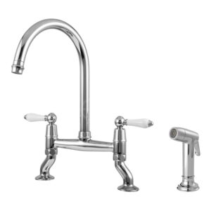 Clearwater Elegance Bridge Sink Mixer Tap with Rinse Chrome