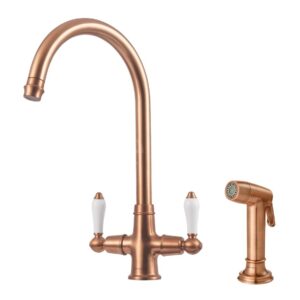 Clearwater Elegance Mono Sink Mixer Tap with Rinse Brushed Copper