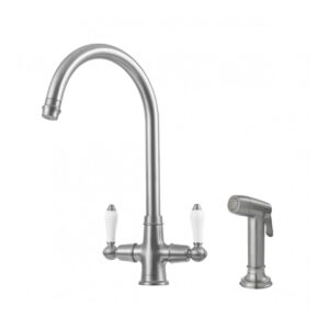 Clearwater Elegance Mono Sink Mixer Tap with Rinse Brushed Nickel