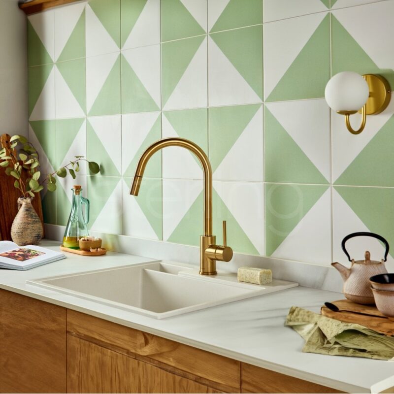 Clearwater Ember Side Lever Pull-Out Kitchen Sink Mixer Tap Brushed Brass