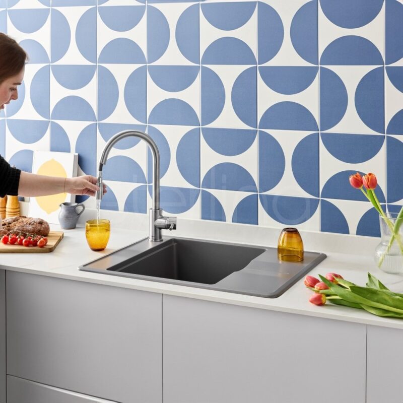 Clearwater Ember Side Lever Pull-Out Kitchen Sink Mixer Tap Brushed Nickel