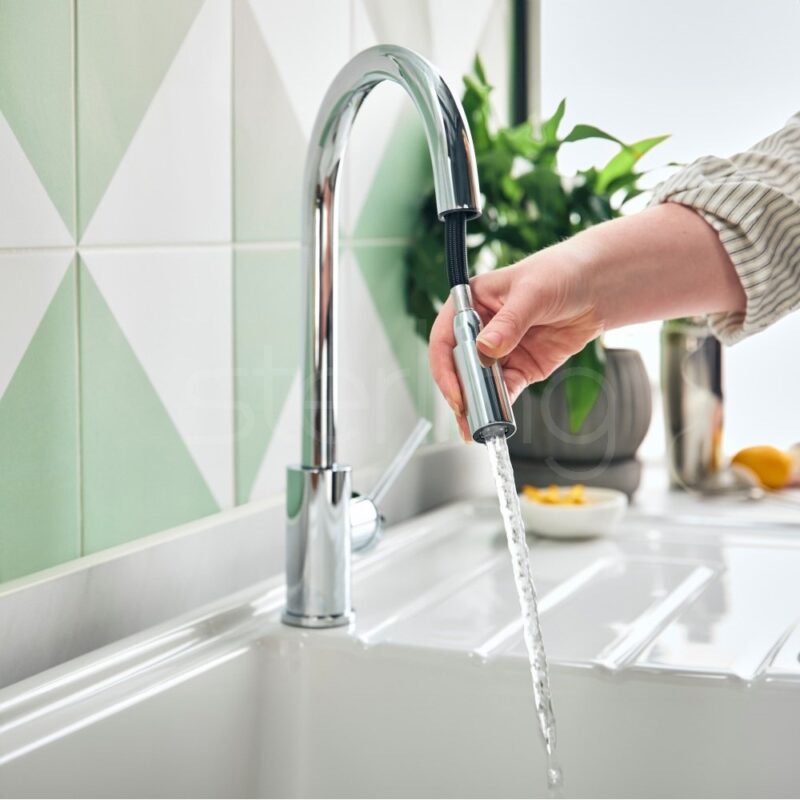 Clearwater Ember Side Lever Pull-Out Kitchen Sink Mixer Tap Chrome