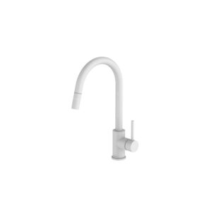 Clearwater Ember Side Lever Pull-Out Kitchen Sink Mixer Tap Matt White