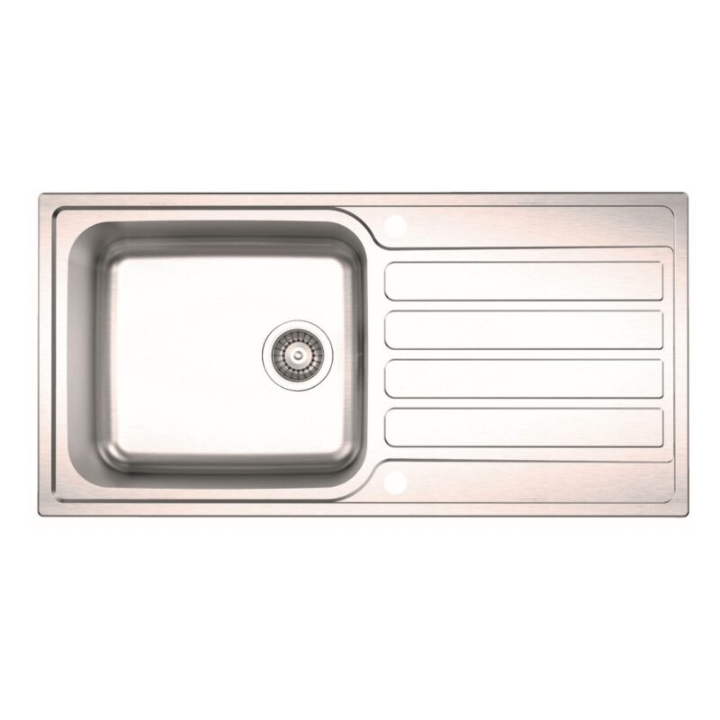 Clearwater Indio Single Bowl 1000x500mm Stainless Steel Sink with Drainer