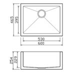 Clearwater Infinity Belfast 600mm Stainless Steel Sink