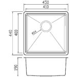 Clearwater Jazz 1 Bowl Undermount Steel Kitchen Sink 450x440mm