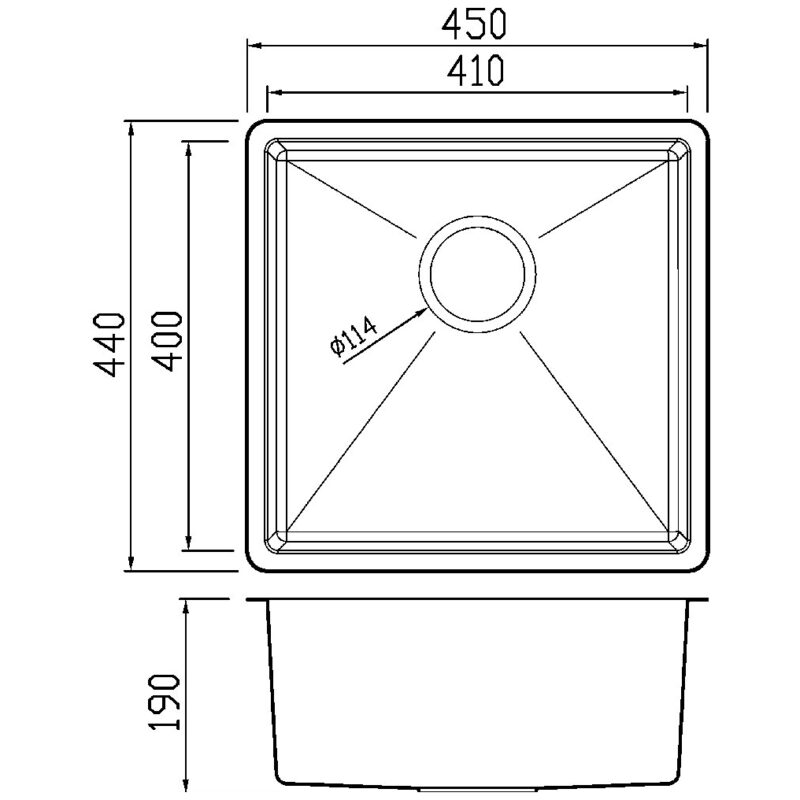 Clearwater Jazz 1 Bowl Undermount Steel Kitchen Sink 450x440mm