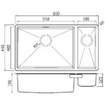 Clearwater Jazz 1.5 Bowl Undermount Steel Sink, Left Main Bowl, 800x440mm