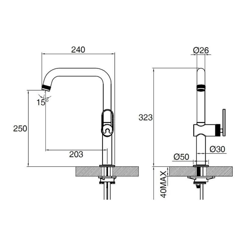 Clearwater Juno Monobloc Kitchen Sink Mixer Tap Brushed Nickel