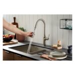Clearwater Karuma J Spout Kitchen Sink Mixer Tap with Pull-Out Brushed Nickel