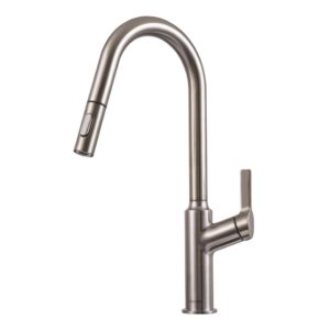 Clearwater Karuma J Spout Kitchen Sink Mixer Tap with Pull-Out Brushed Nickel