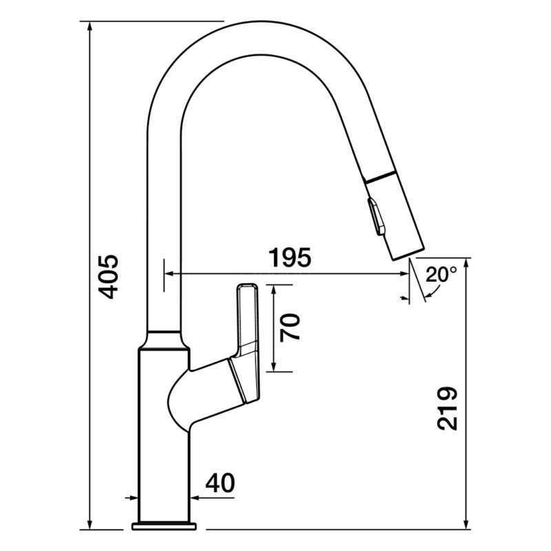 Clearwater Karuma J Spout Kitchen Sink Mixer Tap with Pull-Out Chrome
