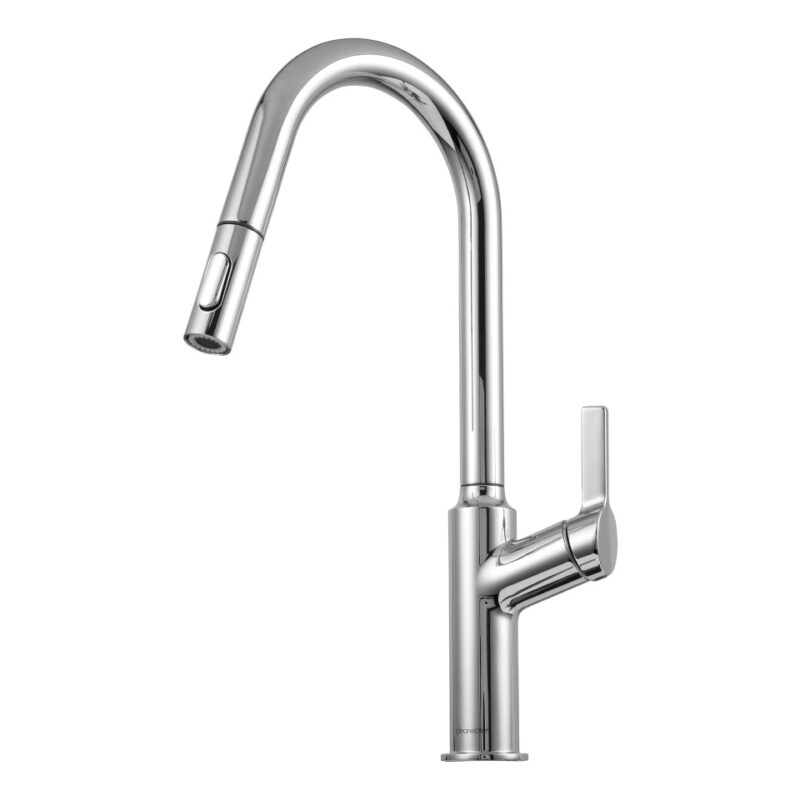 Clearwater Karuma J Spout Kitchen Sink Mixer Tap with Pull-Out Chrome