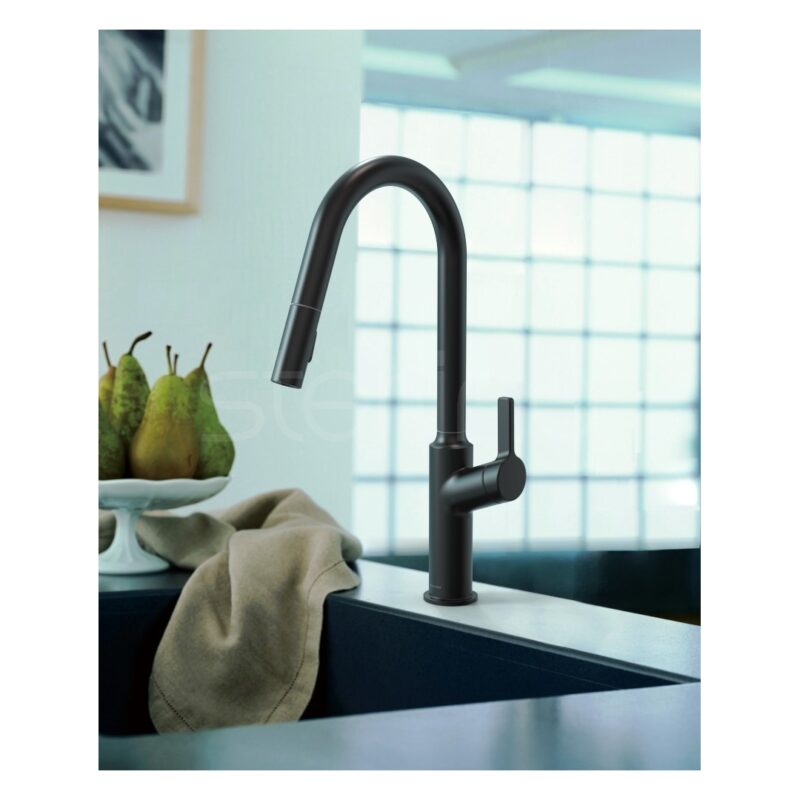 Clearwater Karuma J Spout Kitchen Sink Mixer Tap with Pull-Out Matt Black
