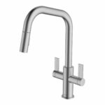 Clearwater Kira U Spout Kitchen Sink Mixer Tap with Pull-Out Brushed Nickel