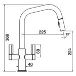 Clearwater Kira U Spout Kitchen Sink Mixer Tap with Pull-Out Brushed Nickel