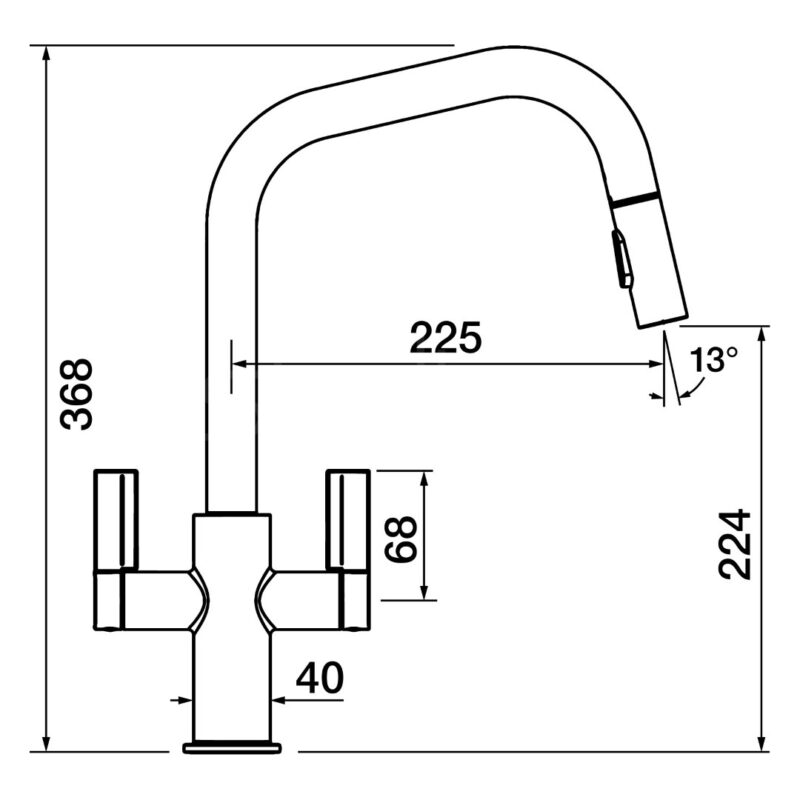 Clearwater Kira U Spout Kitchen Sink Mixer Tap with Pull-Out Brushed Nickel