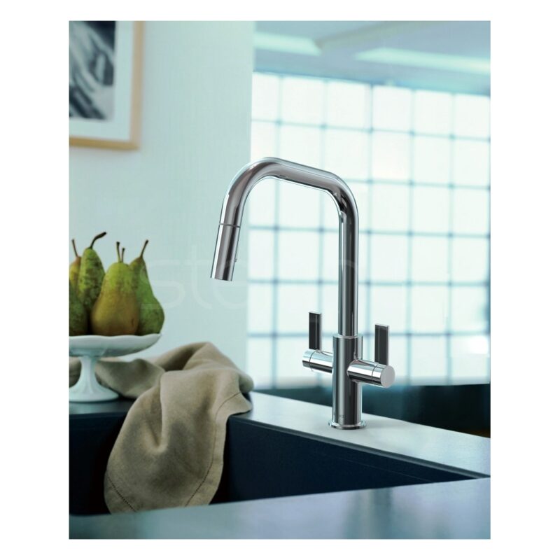 Clearwater Kira U Spout Kitchen Sink Mixer Tap with Pull-Out Chrome