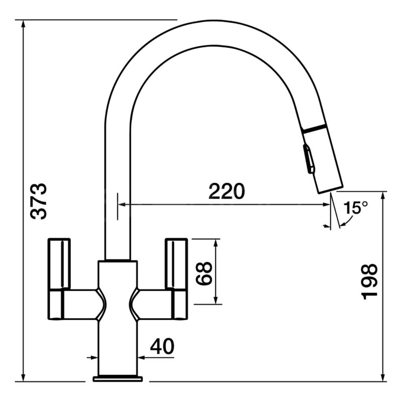 Clearwater Kira C Spout Kitchen Sink Mixer Tap with Pull-Out Brushed Brass