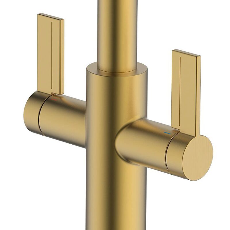 Clearwater Kira C Spout Kitchen Sink Mixer Tap with Pull-Out Brushed Brass