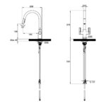 Clearwater Kira C Spout Kitchen Sink Mixer Tap with Pull-Out Brushed Brass