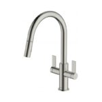 Clearwater Kira C Spout Kitchen Sink Mixer Tap with Pull-Out Brushed Nickel
