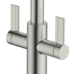 Clearwater Kira C Spout Kitchen Sink Mixer Tap with Pull-Out Brushed Nickel