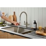 Clearwater Kira C Spout Kitchen Sink Mixer Tap with Pull-Out Brushed Nickel