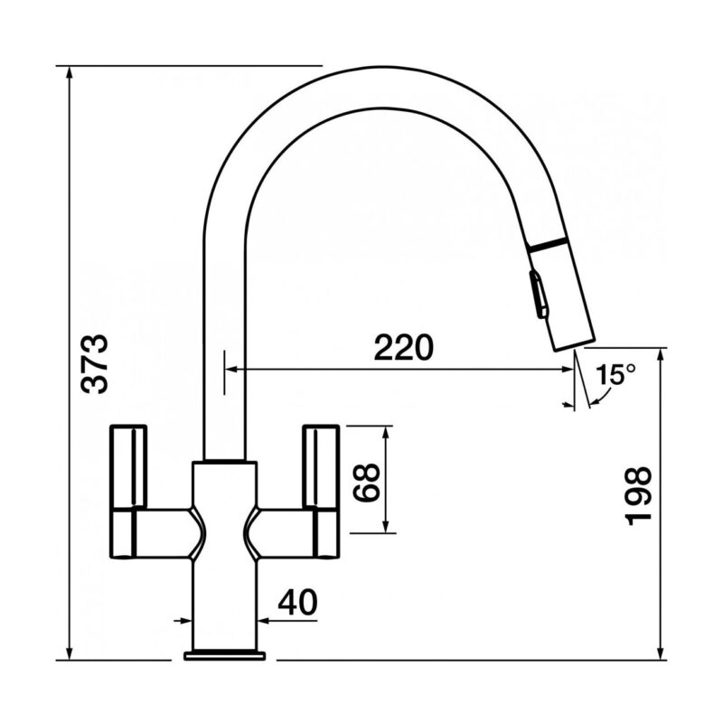 Clearwater Kira C Spout Kitchen Sink Mixer Tap with Pull-Out Brushed Nickel