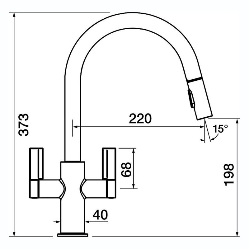 Clearwater Kira C Spout Sink Mixer with Pull-Out Matt Black