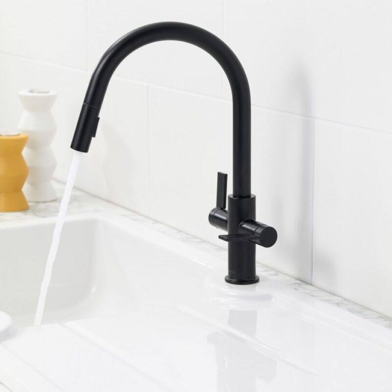 Clearwater Kira C Spout Sink Mixer with Pull-Out Matt Black