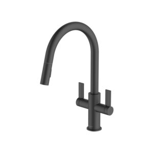 Clearwater Kira C Spout Kitchen Sink Mixer Tap with Pull-Out Matt Black