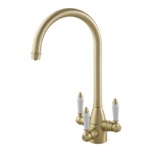 Clearwater Krypton Tri-Spa Kitchen Mixer & Cold Filter Tap Brushed Brass