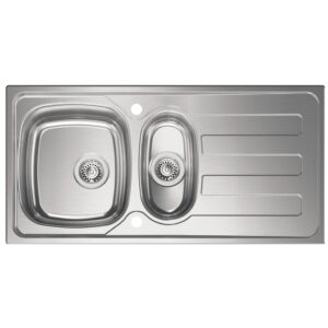 Clearwater Kudos 1.5 Bowl Inset Steel Kitchen Sink with Drainer 1000x500mm