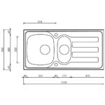 Clearwater Kudos 1.5 Bowl Inset Steel Kitchen Sink with Drainer 1000x500mm