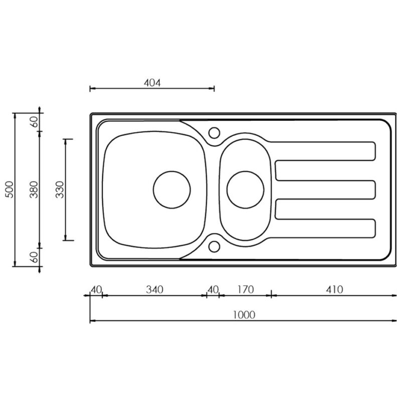 Clearwater Kudos 1.5 Bowl Inset Steel Kitchen Sink with Drainer 1000x500mm