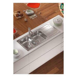 Clearwater Kudos Double Bowl 1160x500mm Stainless Steel Sink with Drainer