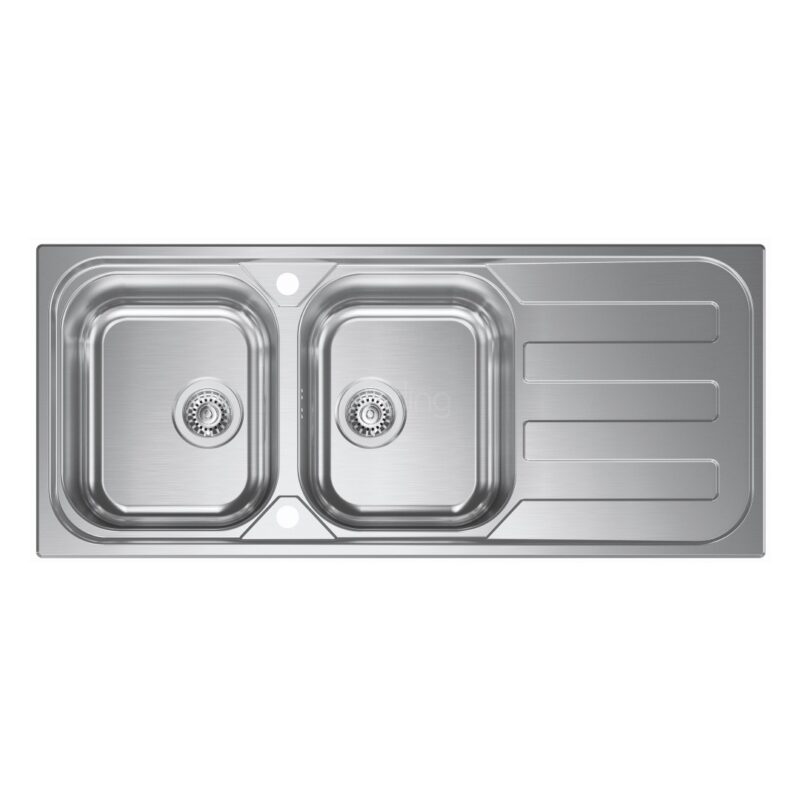 Clearwater Kudos Double Bowl 1160x500mm Stainless Steel Sink with Drainer